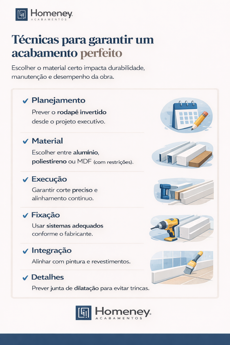 Infográfico com lista de técnicas que garantem um acabamento perfeito 